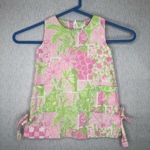 Lilly Pulitzer Girls Sleeveless Dress 2T Tropical Juice Stand Patch Elephant